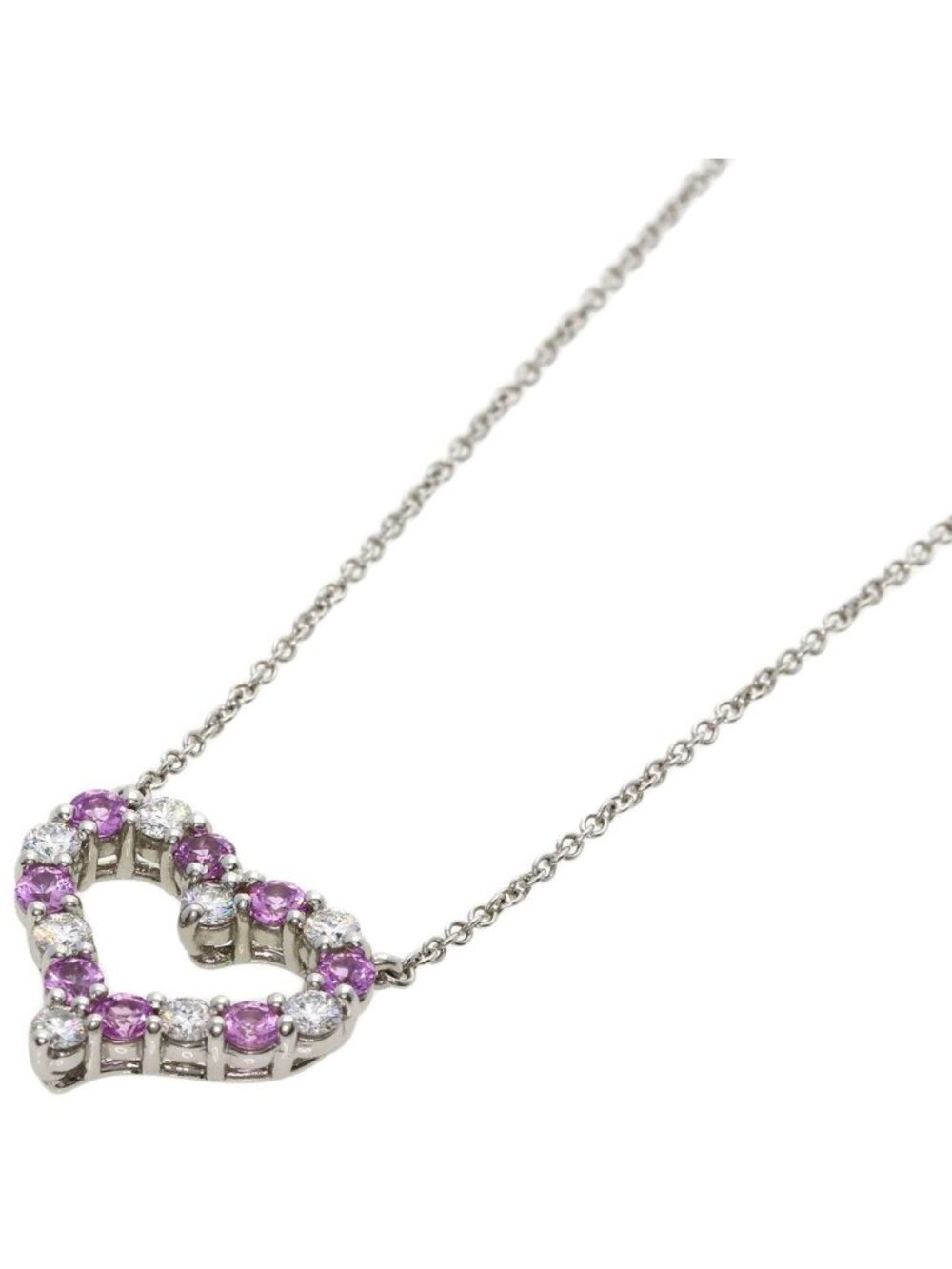 Tiffany & Co Sentimental Heart Medium Pink Sapphire Diamond Necklace